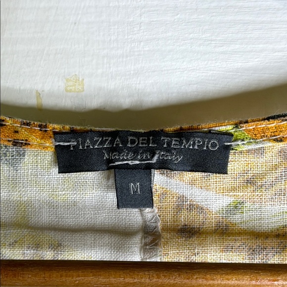 Floral 100% Linen Made in Italy Yellow and Pink Oversized Tunic Dress - Picture 2 of 8